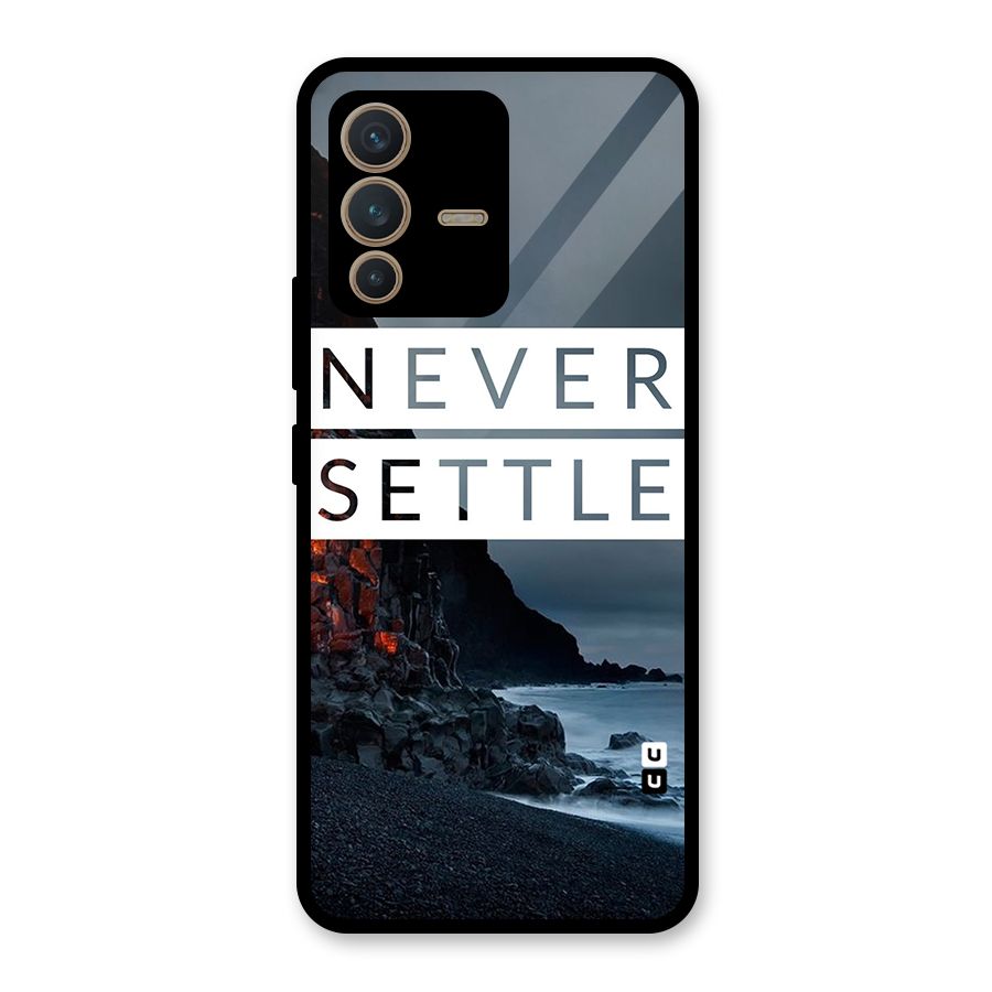 Never Settle Dark Beach Glass Back Case for Vivo V23 5G