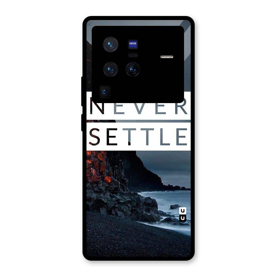 Never Settle Dark Beach Glass Back Case for Vivo X80 Pro