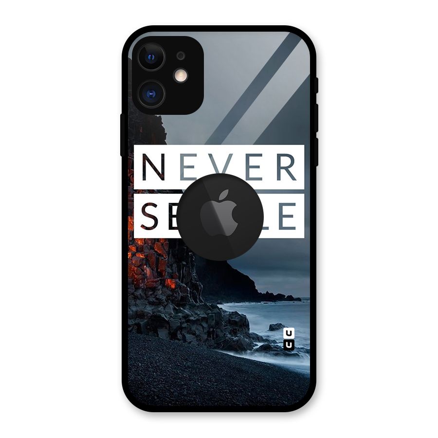 Never Settle Dark Beach Glass Back Case for iPhone 11 Logo Cut