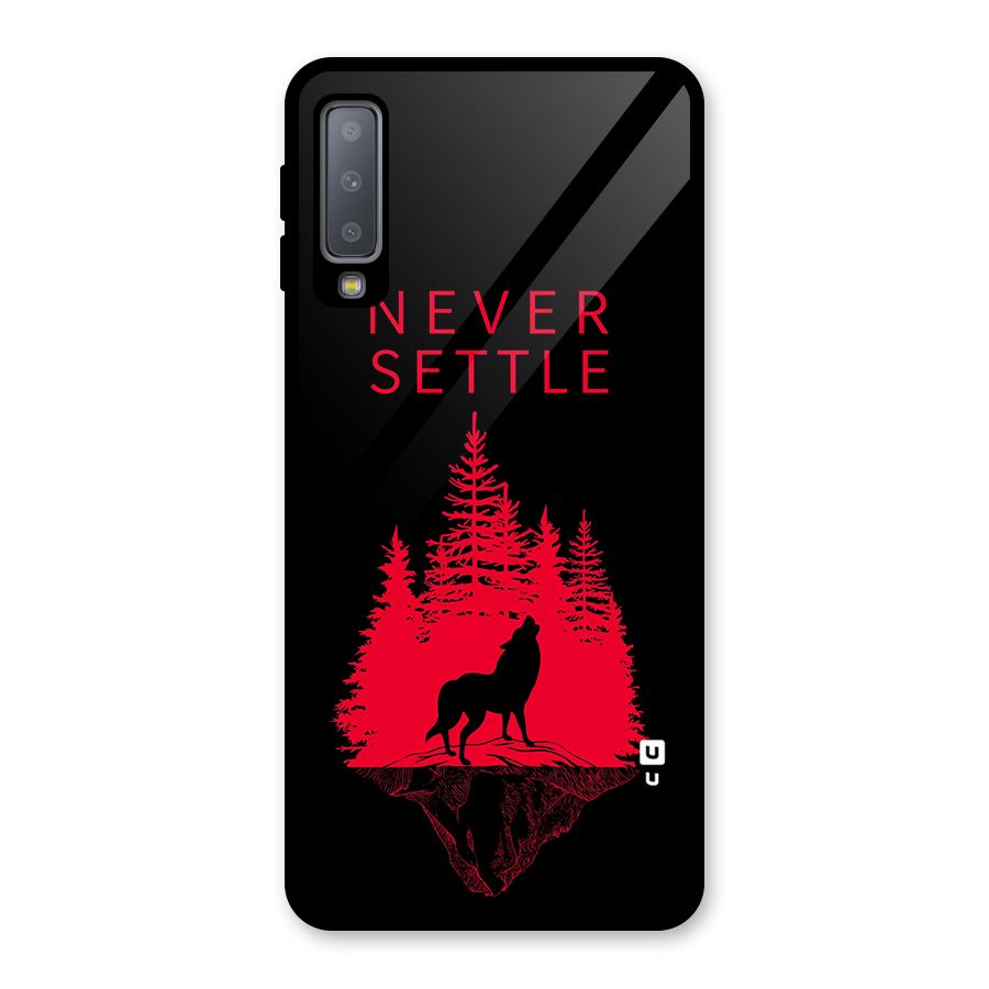 Never Settle Wolf Glass Back Case for Galaxy A7 (2018)