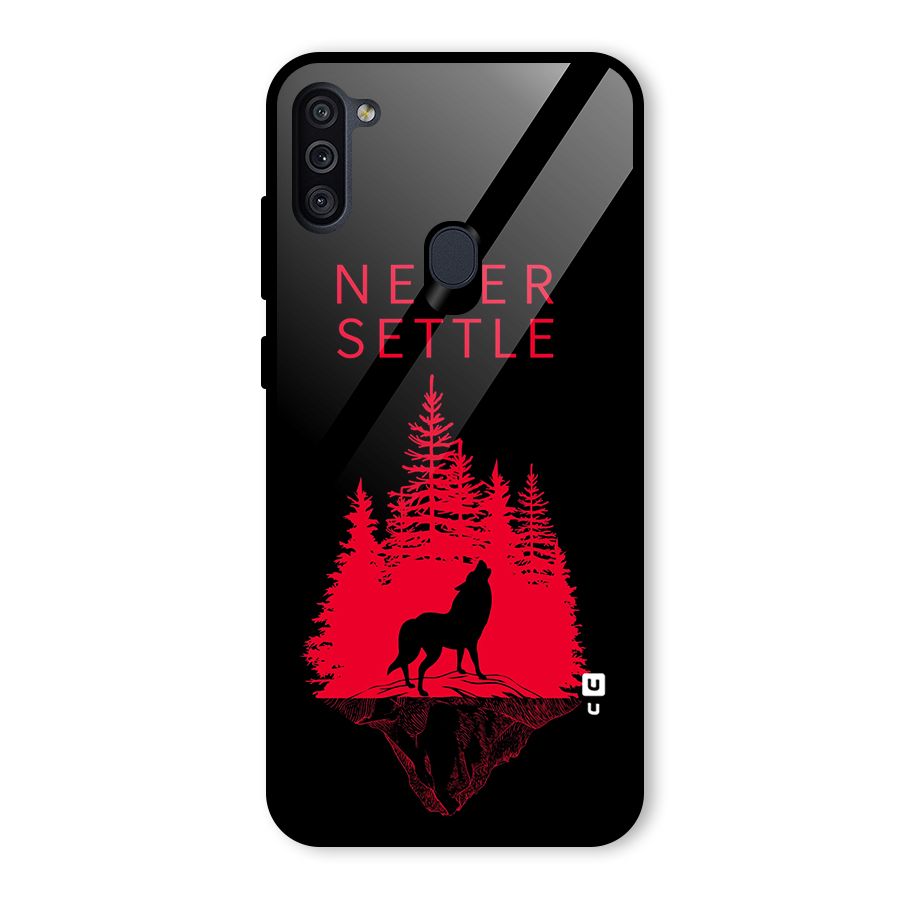 Never Settle Wolf Glass Back Case for Galaxy M11