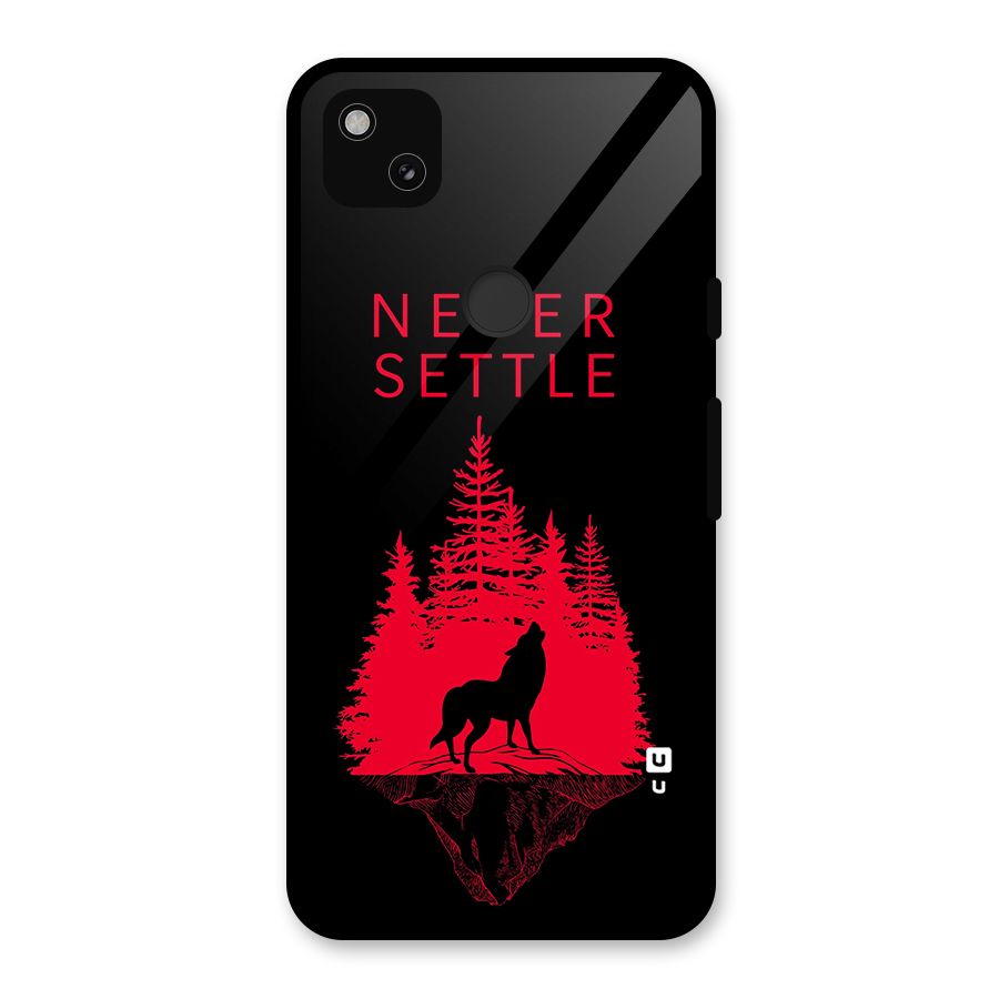 Never Settle Wolf Glass Back Case for Google Pixel 4a