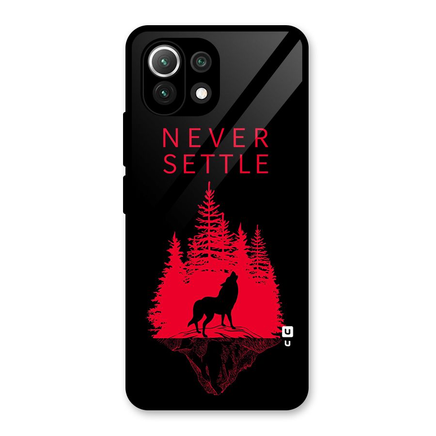 Never Settle Wolf Glass Back Case for Mi 11 Lite