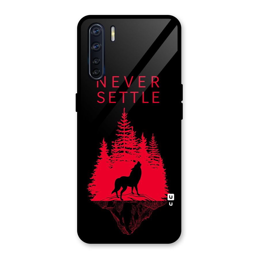 Never Settle Wolf Glass Back Case for Oppo F15
