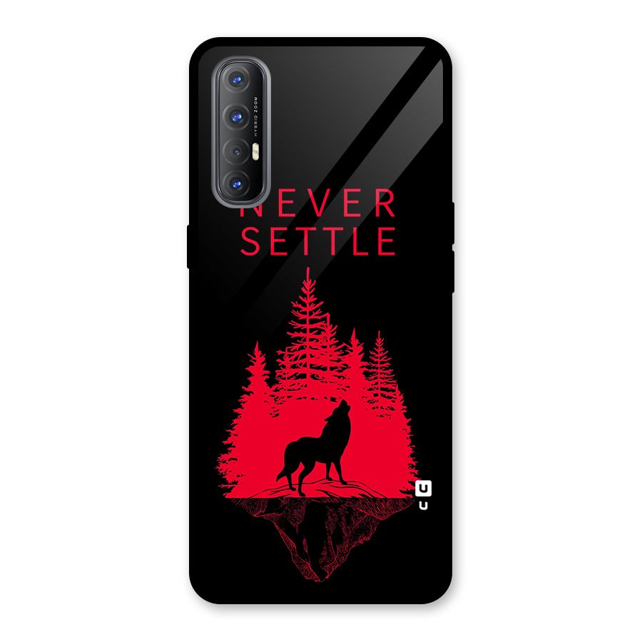 Never Settle Wolf Glass Back Case for Oppo Reno3 Pro