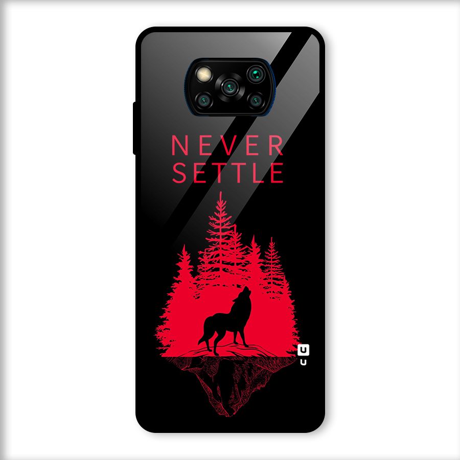 Never Settle Wolf Glass Back Case for Poco X3