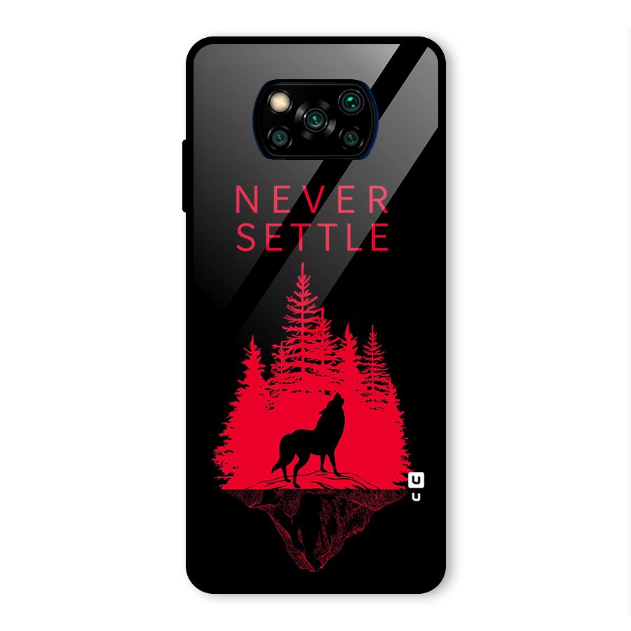Never Settle Wolf Glass Back Case for Poco X3 Pro