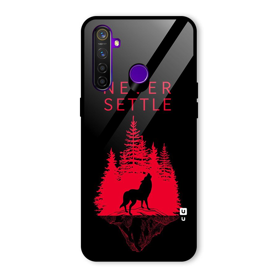 Never Settle Wolf Glass Back Case for Realme 5 Pro