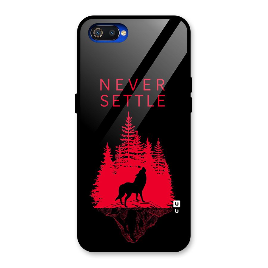 Never Settle Wolf Glass Back Case for Realme C2