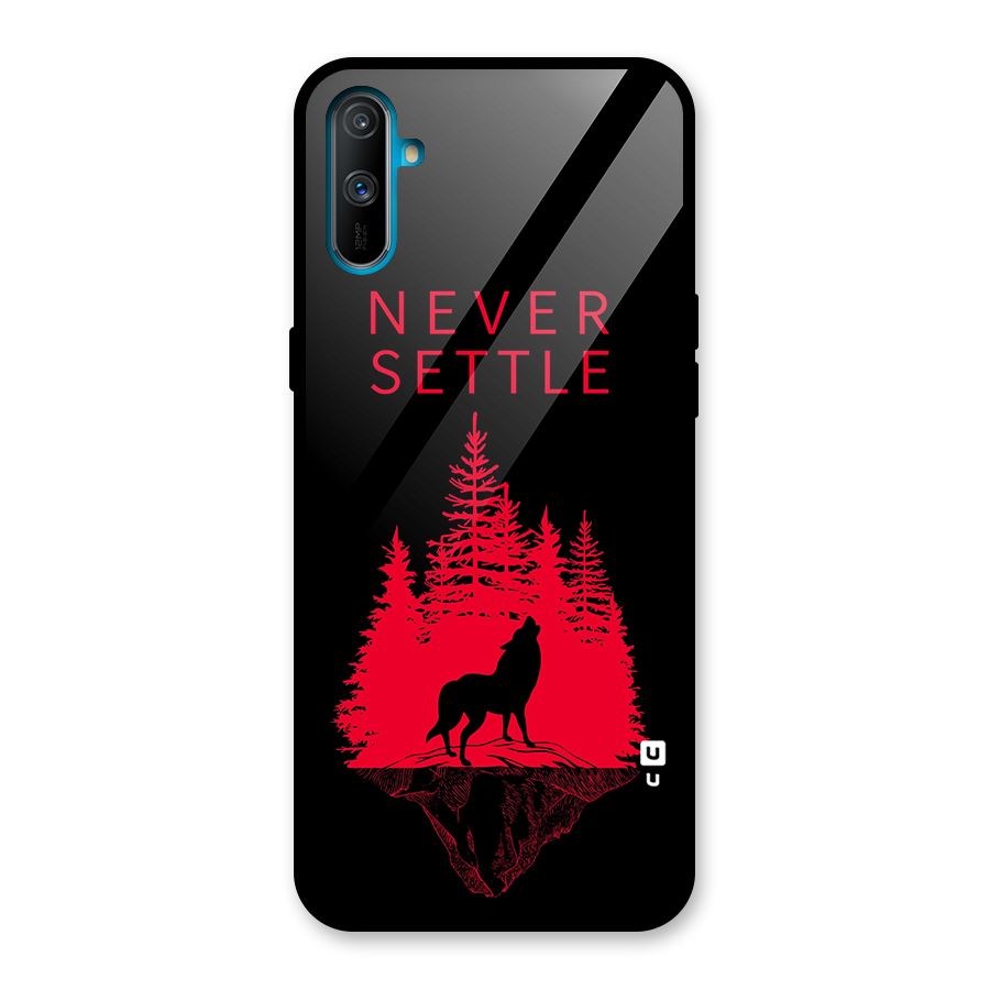 Never Settle Wolf Glass Back Case for Realme C3