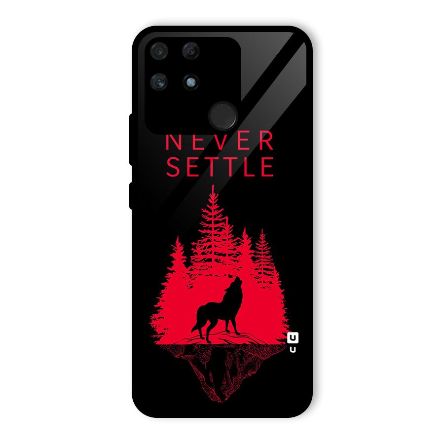 Never Settle Wolf Glass Back Case for Realme Narzo 50A