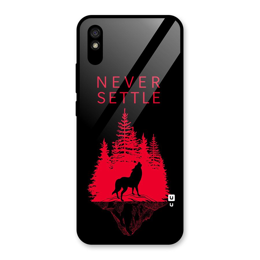 Never Settle Wolf Glass Back Case for Redmi 9A