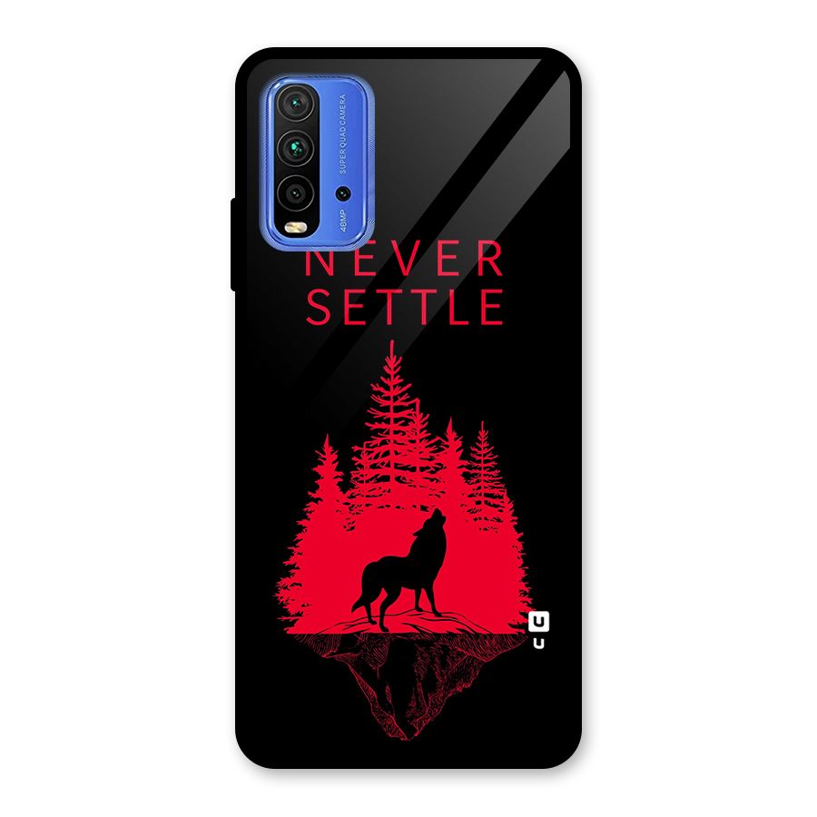 Never Settle Wolf Glass Back Case for Redmi 9 Power