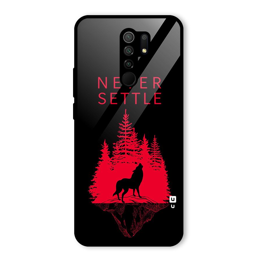 Never Settle Wolf Glass Back Case for Redmi 9 Prime