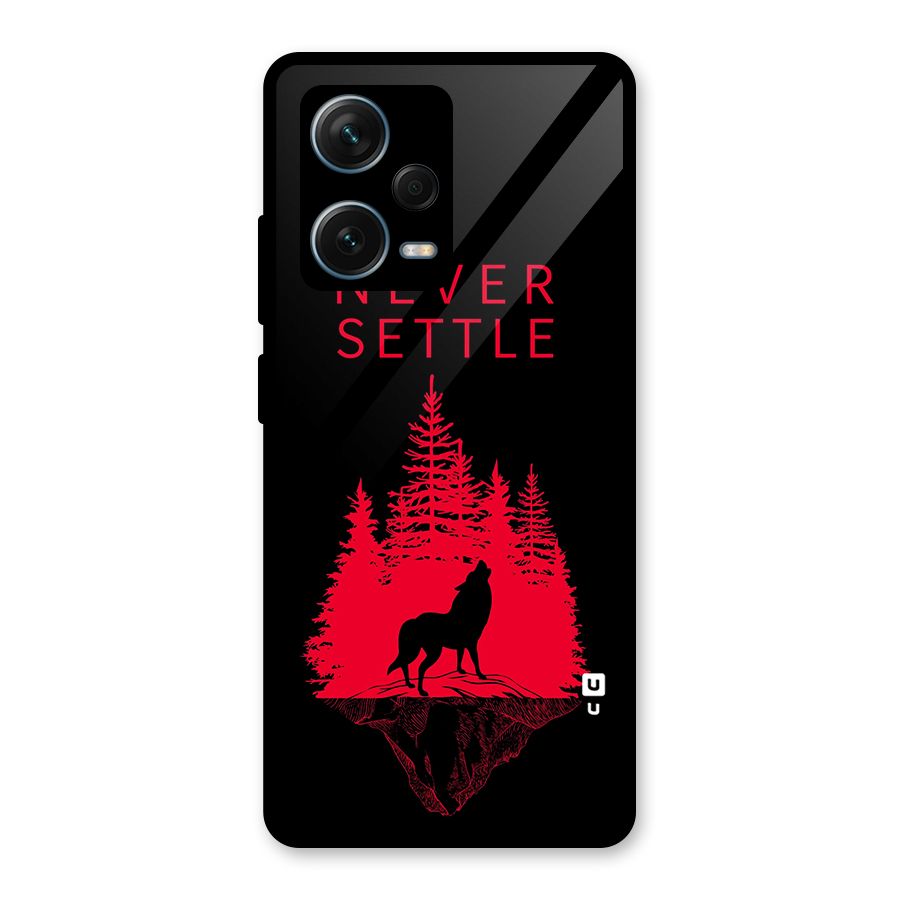 Never Settle Wolf Glass Back Case for Redmi Note 12 Pro Plus 5G