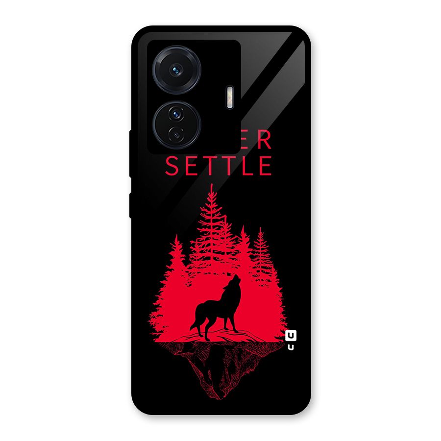 Never Settle Wolf Glass Back Case for Vivo T1 Pro