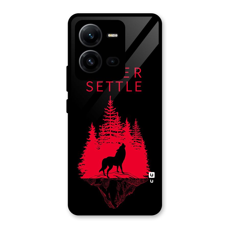 Never Settle Wolf Glass Back Case for Vivo V25