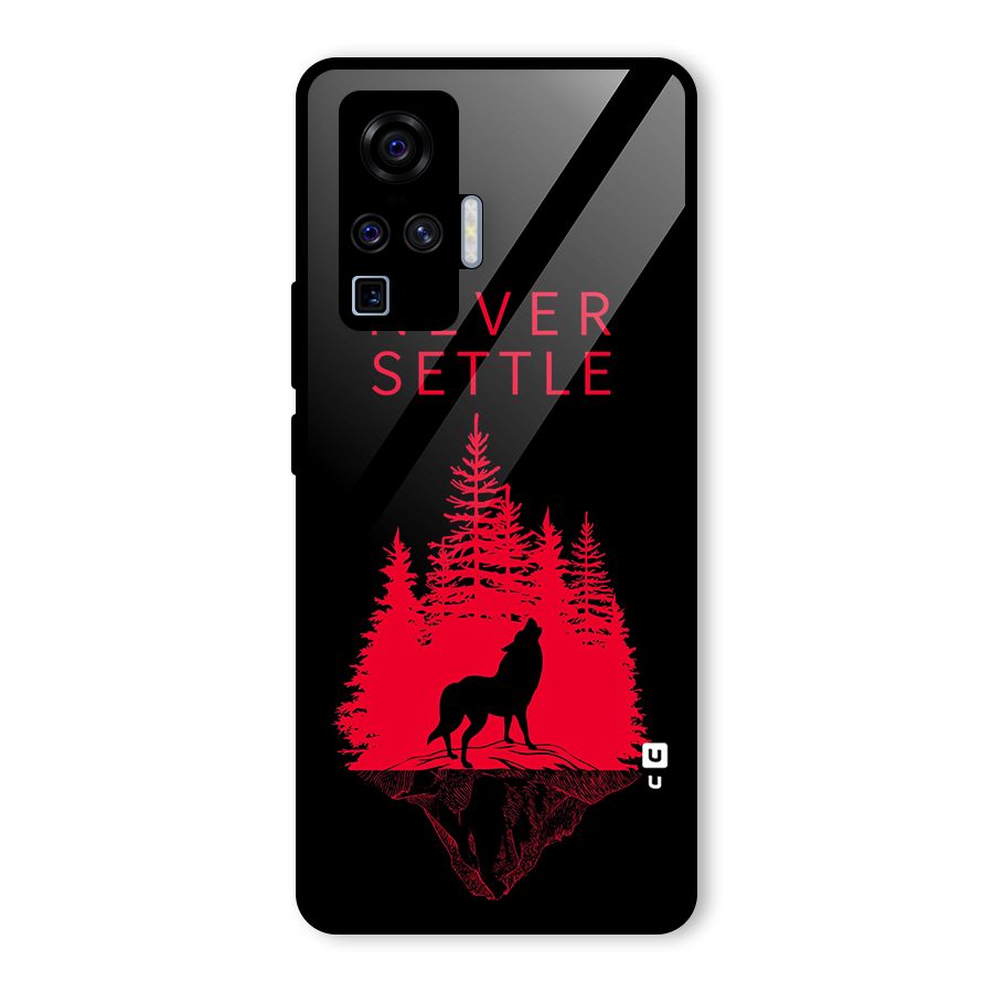 Never Settle Wolf Glass Back Case for Vivo X50 Pro