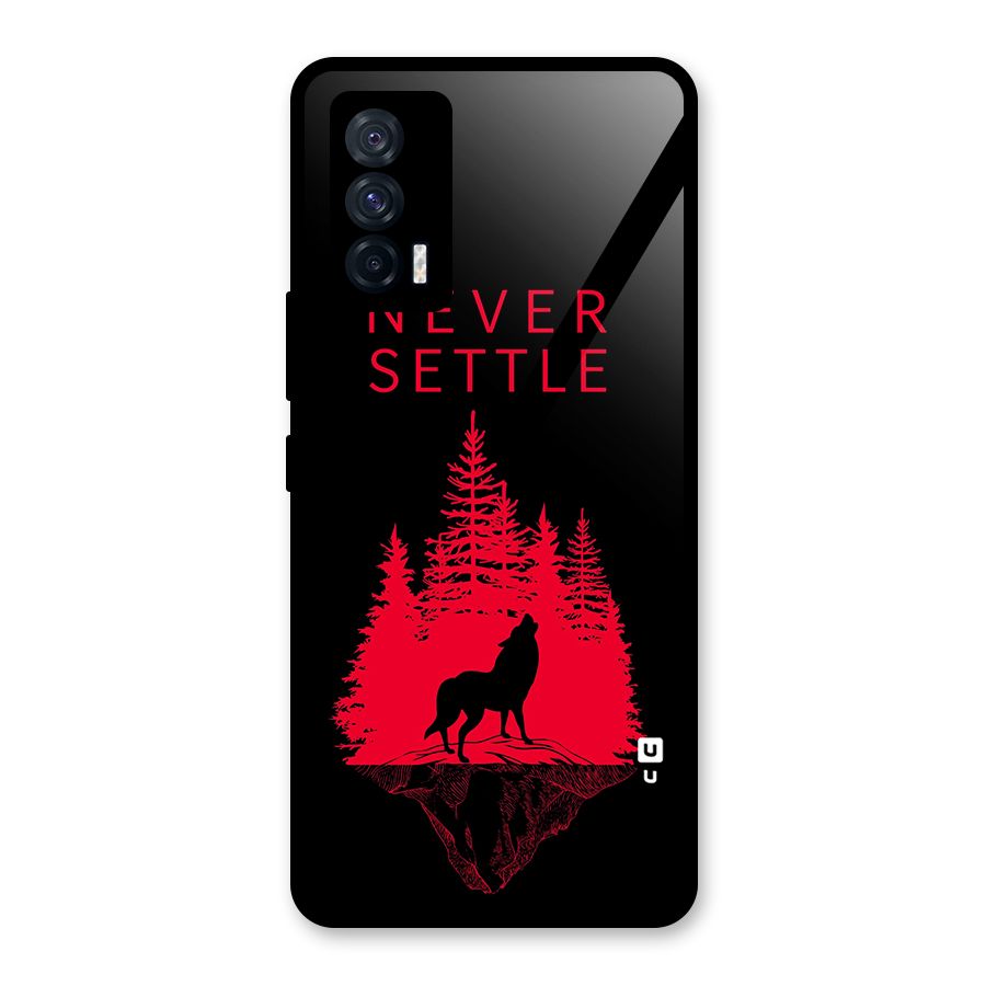 Never Settle Wolf Glass Back Case for Vivo iQOO 7 5G