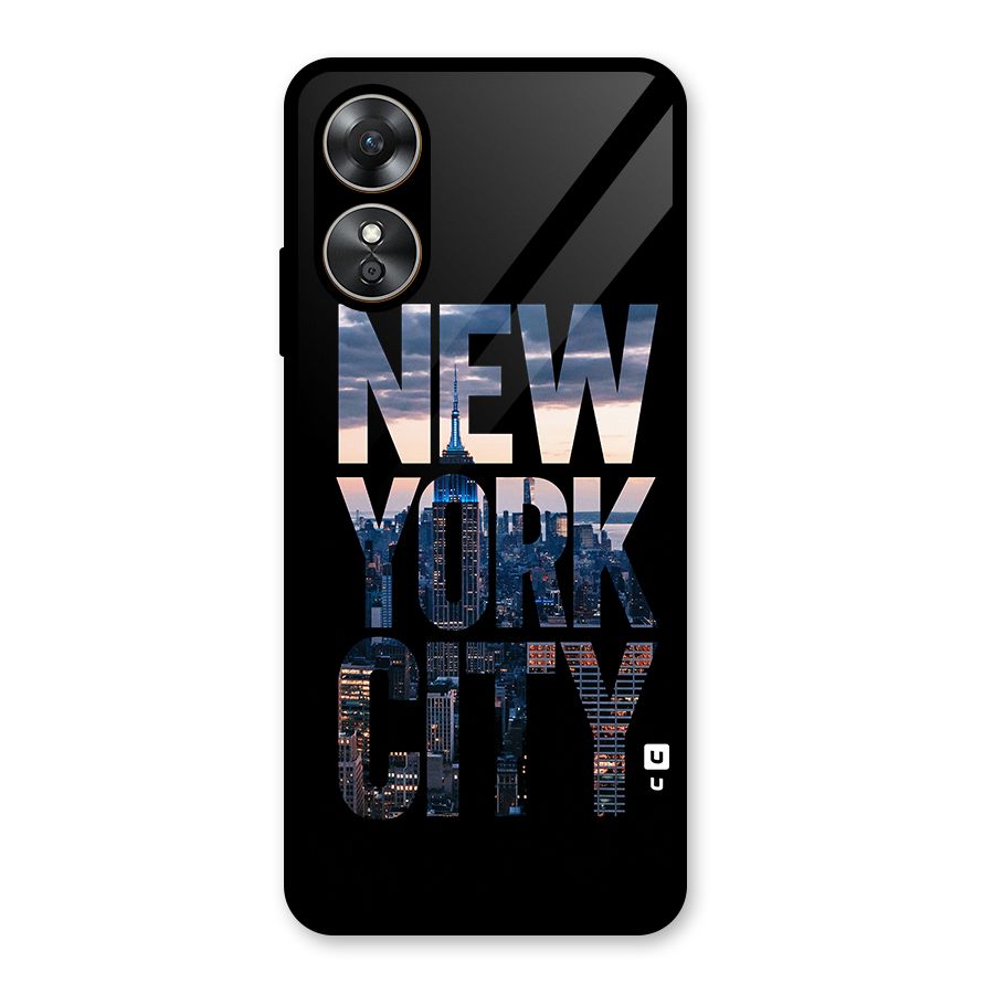New York City Glass Back Case for Oppo A17