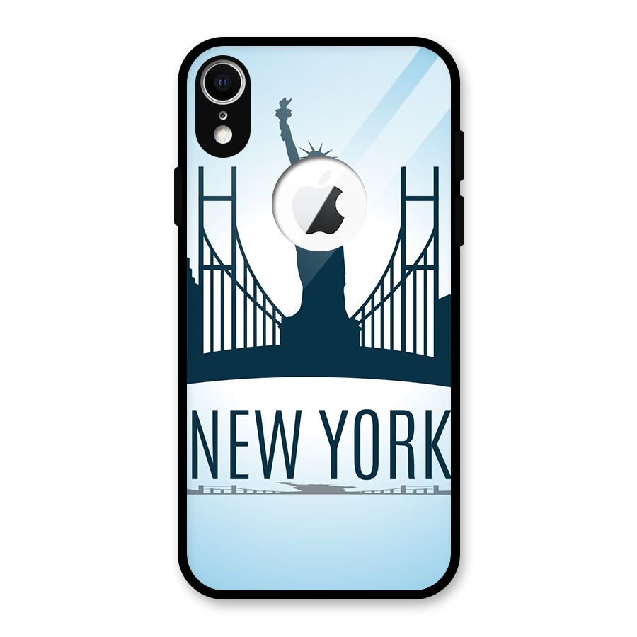 New York Skyline Glass Back Case for iPhone XR Logo Cut