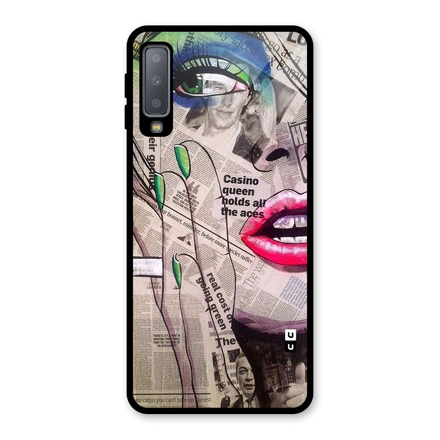 Newspaper Girl Art Glass Back Case for Galaxy A7 (2018)