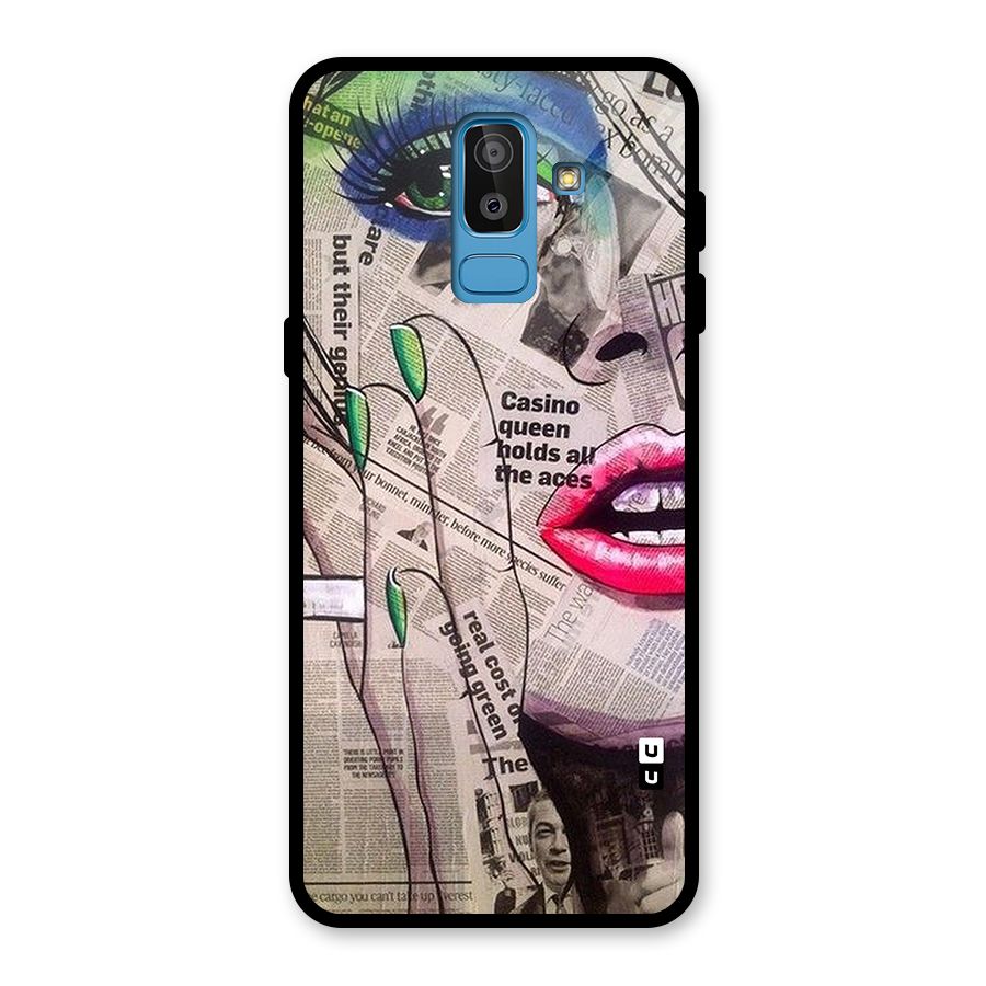 Newspaper Girl Art Glass Back Case for Galaxy J8