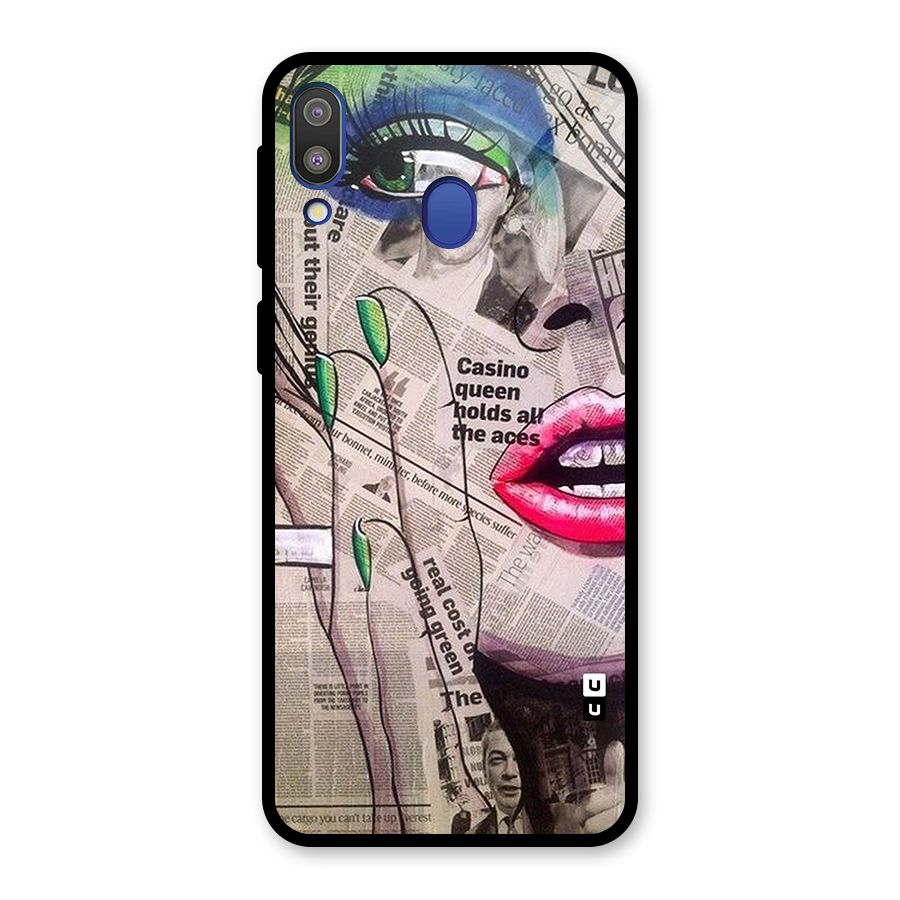 Newspaper Girl Art Glass Back Case for Galaxy M20