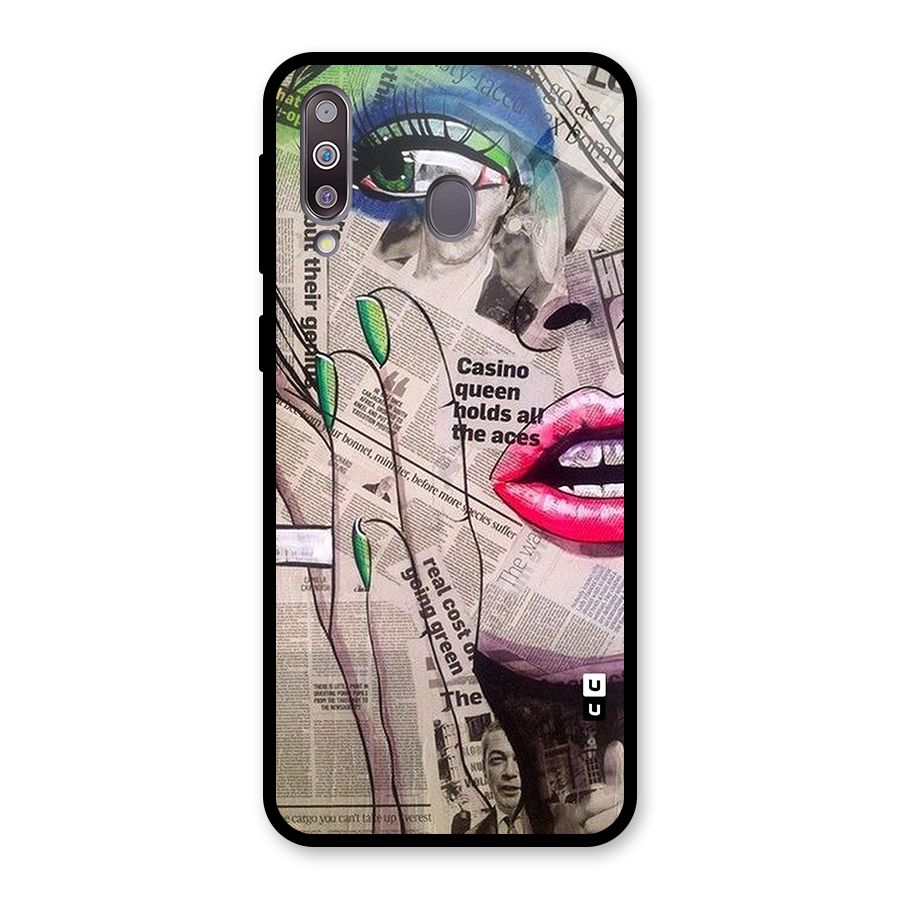 Newspaper Girl Art Glass Back Case for Galaxy M30