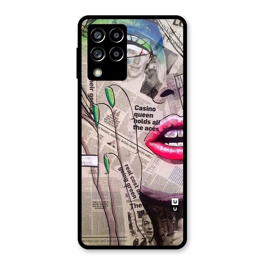 Newspaper Girl Art Glass Back Case for Galaxy M53 5G
