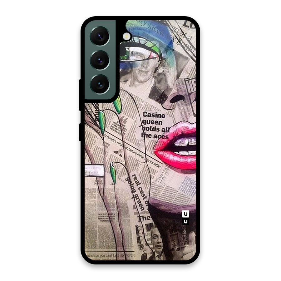 Newspaper Girl Art Glass Back Case for Galaxy S22 5G