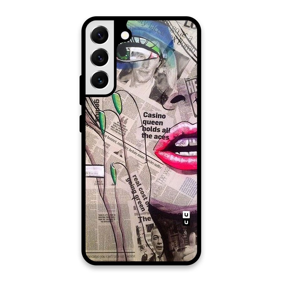 Newspaper Girl Art Glass Back Case for Galaxy S22 Plus 5G