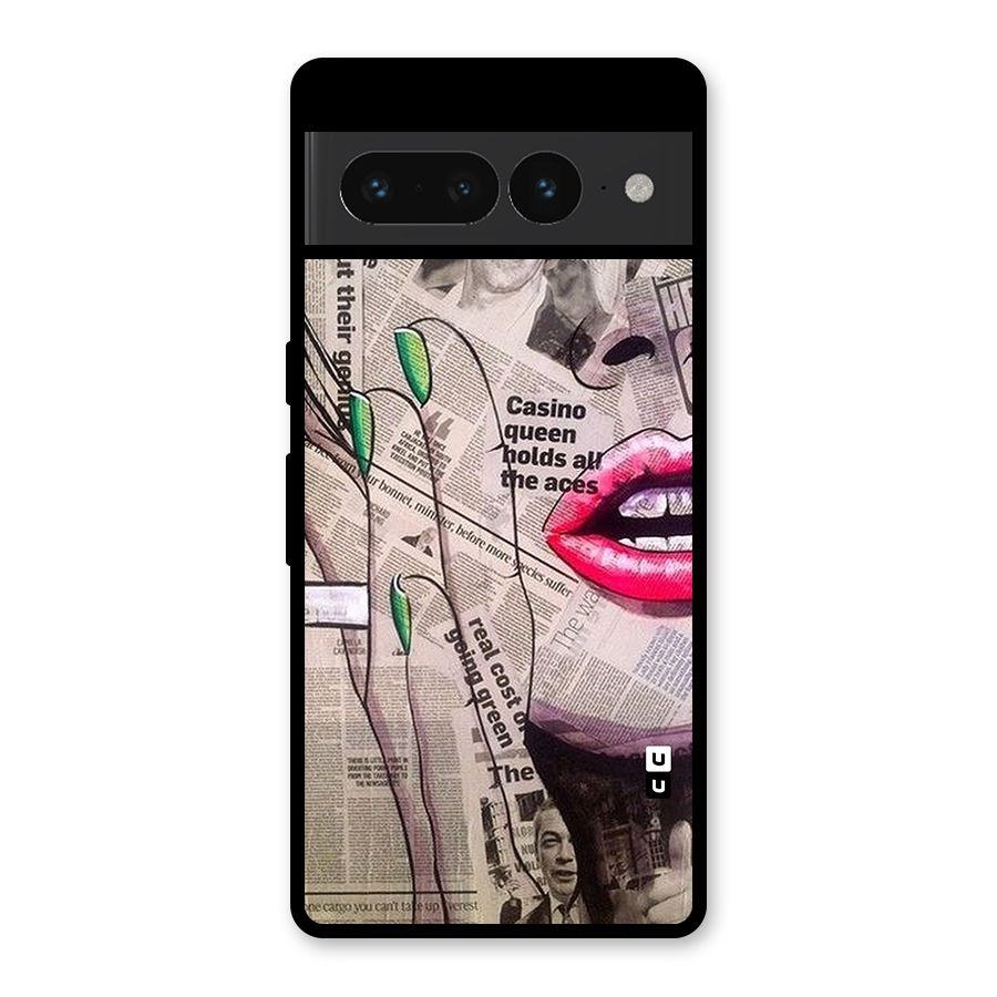 Newspaper Girl Art Glass Back Case for Google Pixel 7 Pro