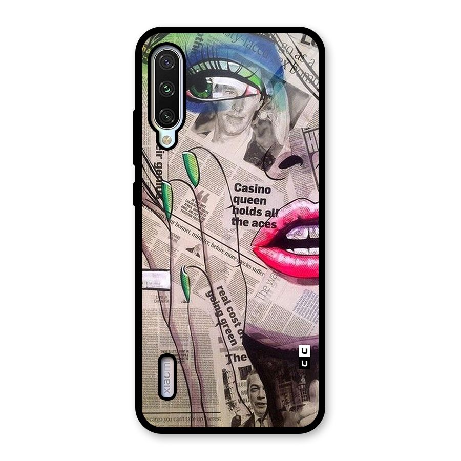 Newspaper Girl Art Glass Back Case for Mi A3