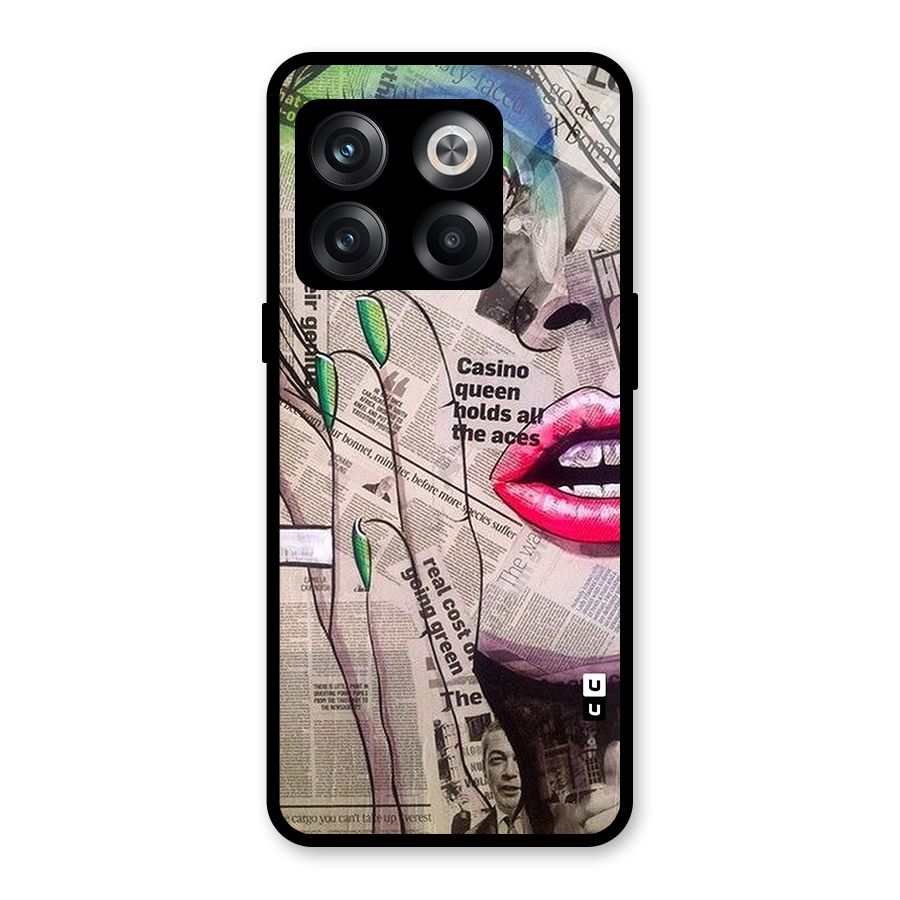 Newspaper Girl Art Glass Back Case for OnePlus 10T