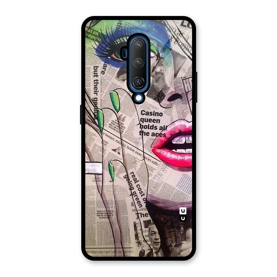 Newspaper Girl Art Glass Back Case for OnePlus 7T Pro