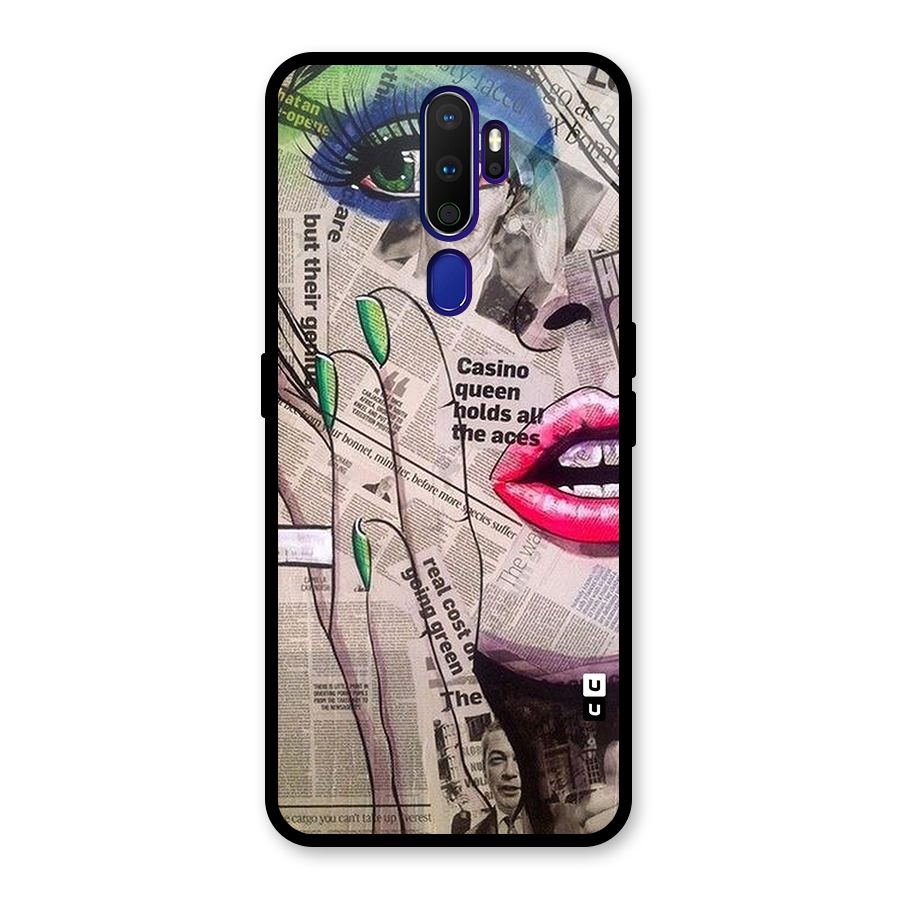 Newspaper Girl Art Glass Back Case for Oppo A9 (2020)