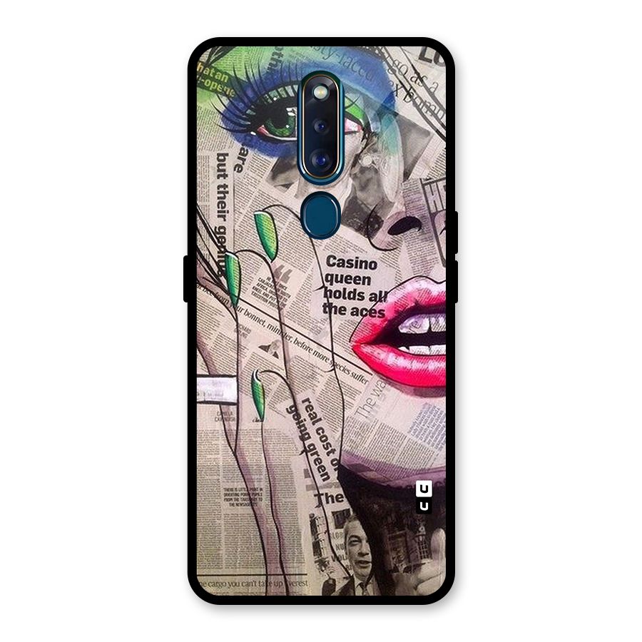 Newspaper Girl Art Glass Back Case for Oppo F11 Pro