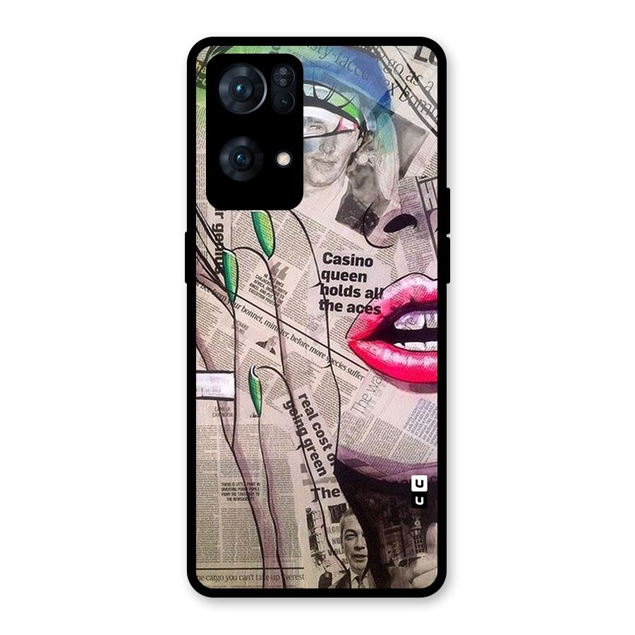 Newspaper Girl Art Glass Back Case for Oppo Reno7 Pro 5G