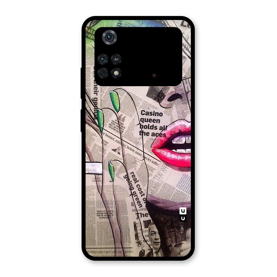 Newspaper Girl Art Glass Back Case for Poco M4 Pro 4G