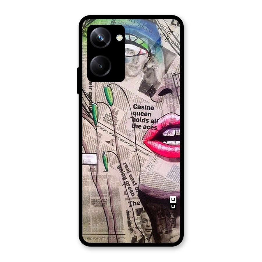 Newspaper Girl Art Glass Back Case for Realme 10 Pro