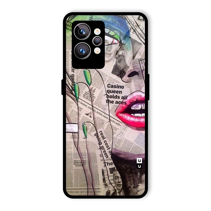 Newspaper Girl Art Glass Back Case for Realme GT2 Pro