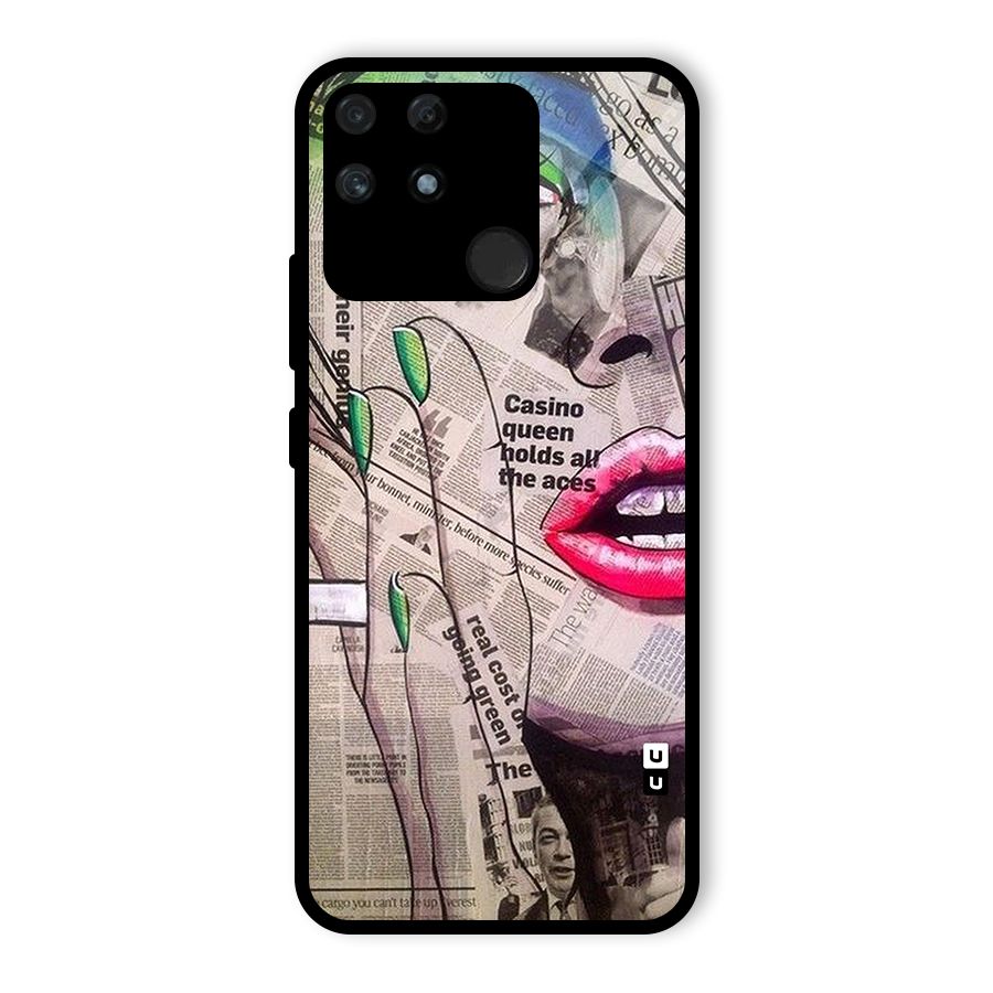 Newspaper Girl Art Glass Back Case for Realme Narzo 50A