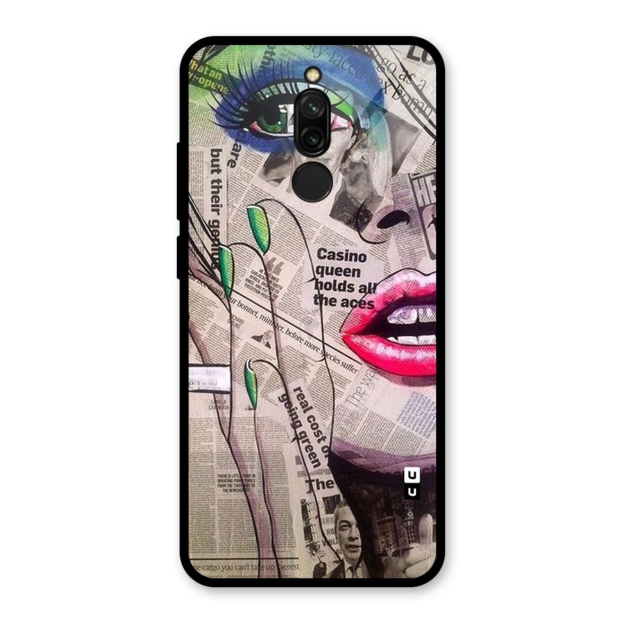 Newspaper Girl Art Glass Back Case for Redmi 8