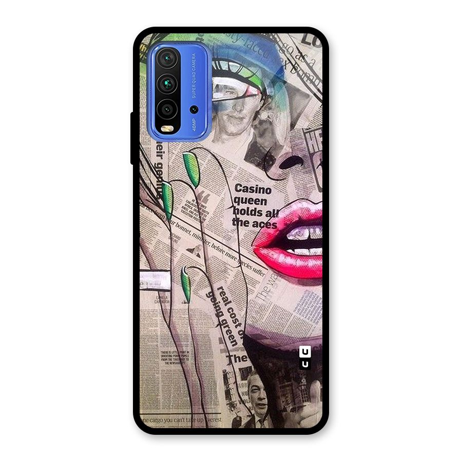 Newspaper Girl Art Glass Back Case for Redmi 9 Power