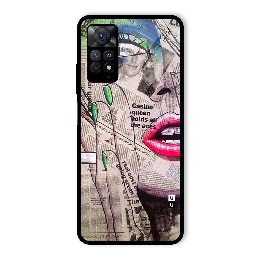 Newspaper Girl Art Glass Back Case for Redmi Note 11 Pro
