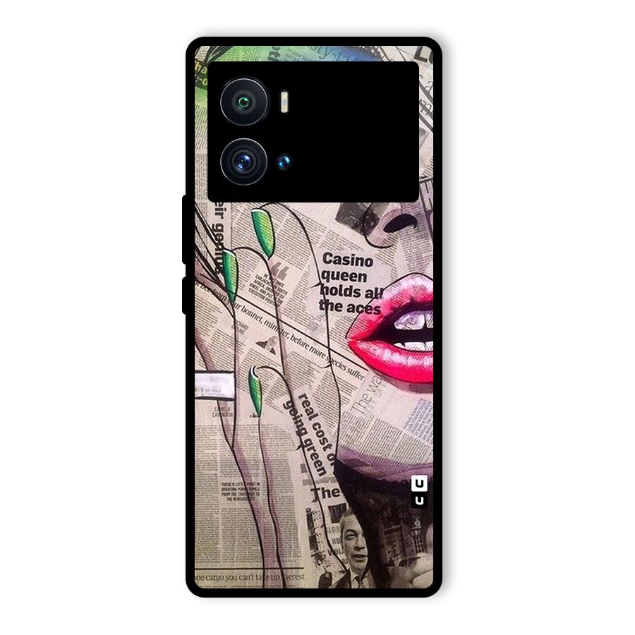Newspaper Girl Art Glass Back Case for Vivo iQOO 9 Pro