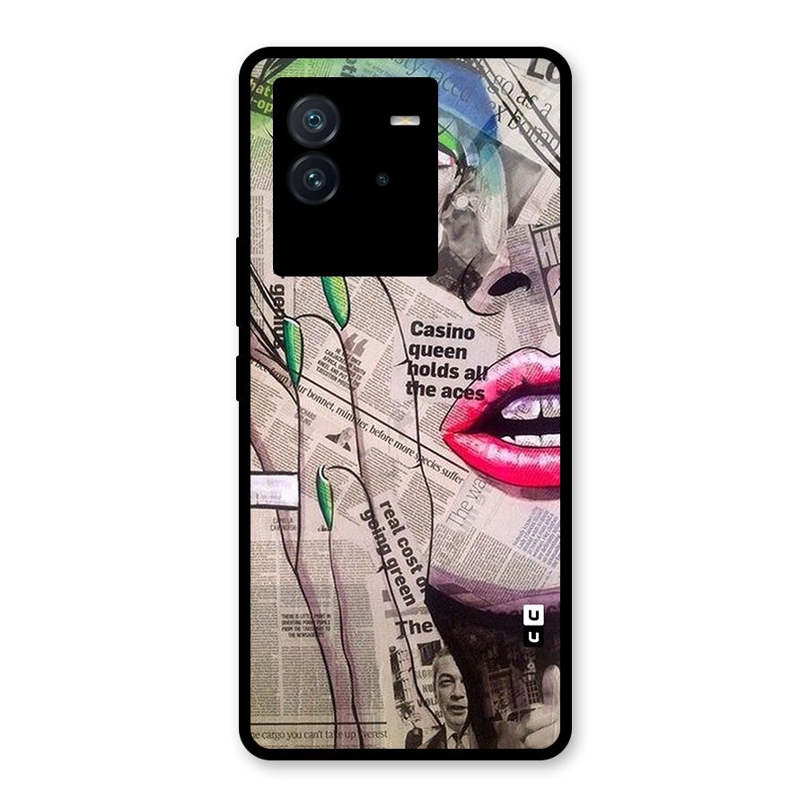 Newspaper Girl Art Glass Back Case for Vivo iQOO Neo 6 5G