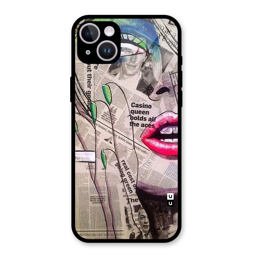 Newspaper Girl Art Glass Back Case for iPhone 14 Plus
