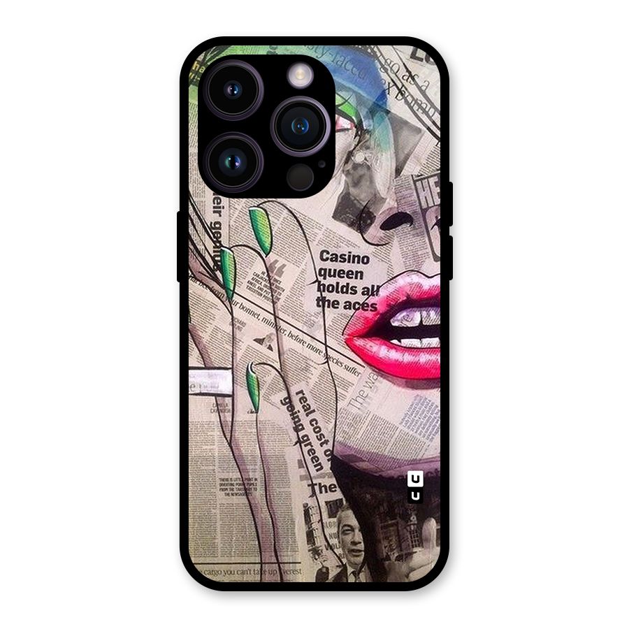 Newspaper Girl Art Glass Back Case for iPhone 14 Pro